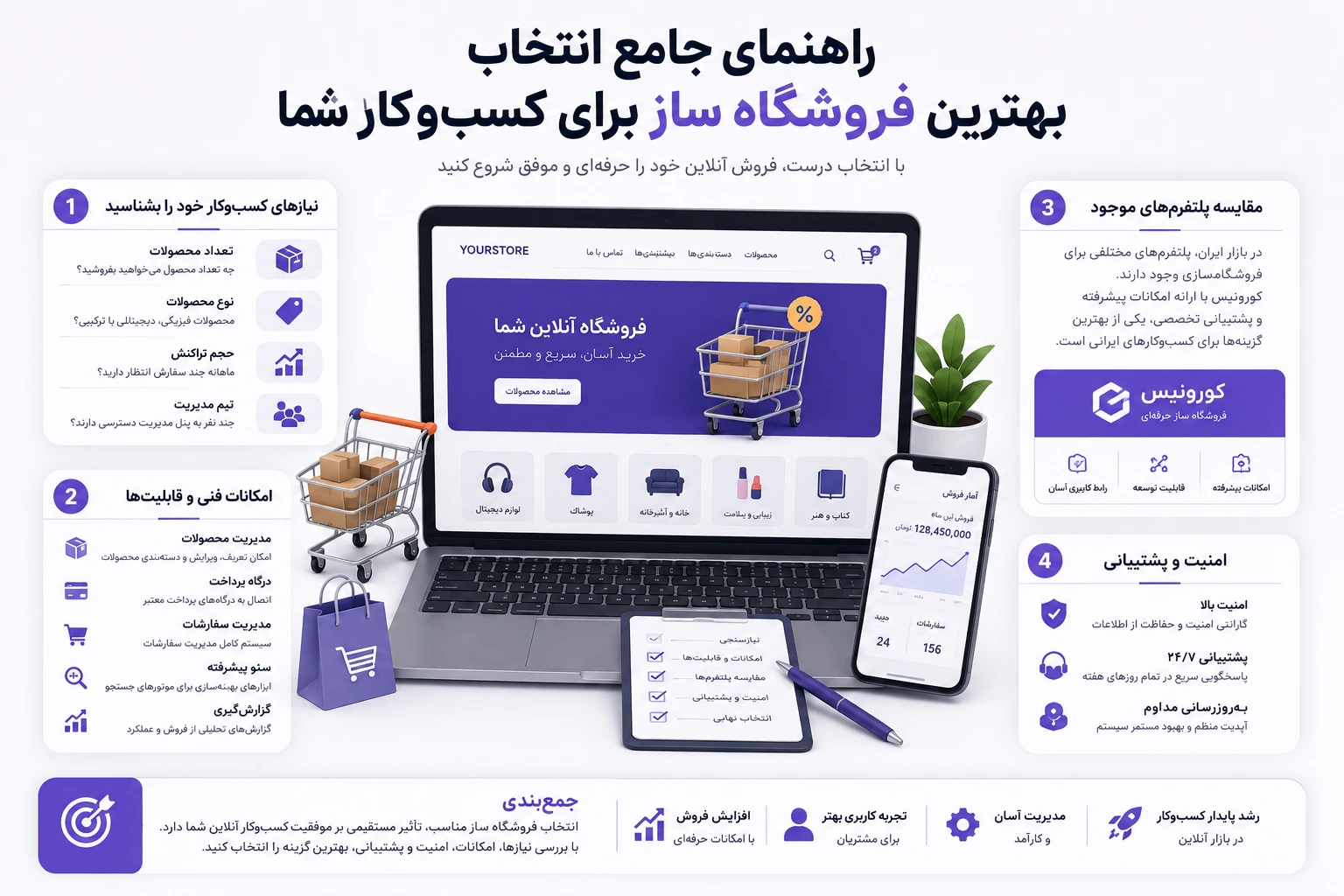 راهنمای جامع انتخاب بهترین فروشگاه ساز برای کسب‌وکار شما